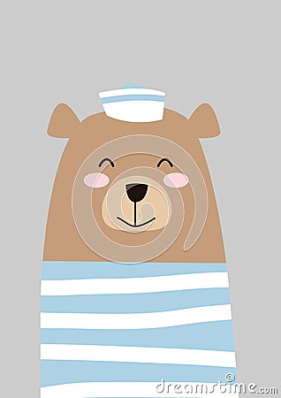 Funny and cute happy sailor bear Stock Photo