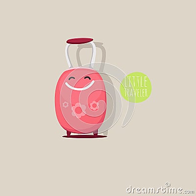 Funny cute kid's suitcase Vector Illustration