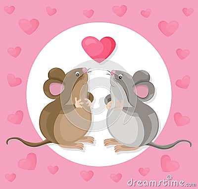 Funny cute mouse cartoon character with a baloon. Vector illustration Vector Illustration