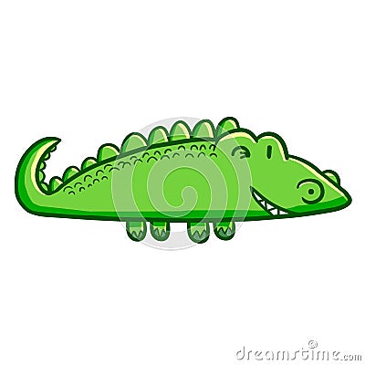 Funny and cute rounded crocodile smiling happily Vector Illustration