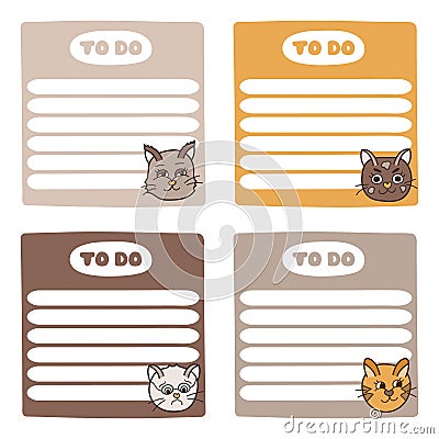 Funny and cute scrapbook templates for planner Vector Illustration