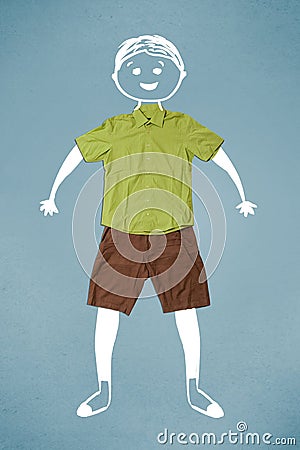 Funny cute smiley character in casual clothes Stock Photo