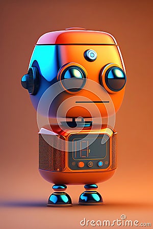 Funny cute tech robot friend, warm autumn colors, Ai generated i Cartoon Illustration