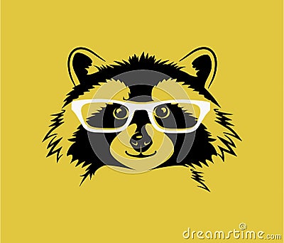 Portrait of a friendly raccoon wearing glasses Vector Illustration
