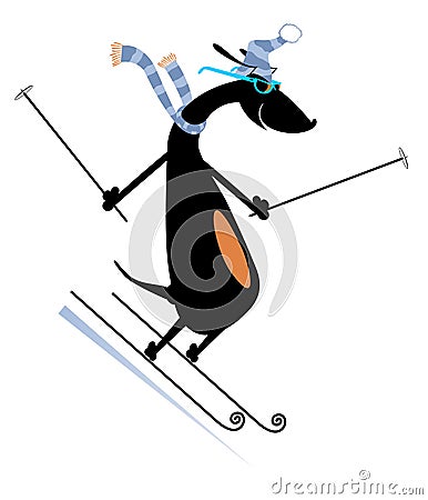 Cartoon skier dog illustration Vector Illustration