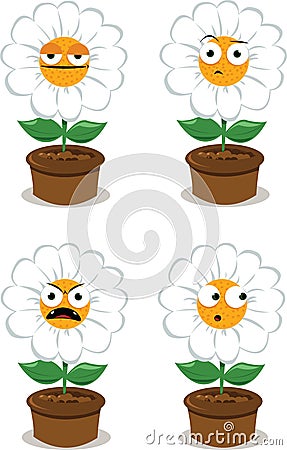 Funny daisy making faces Vector Illustration