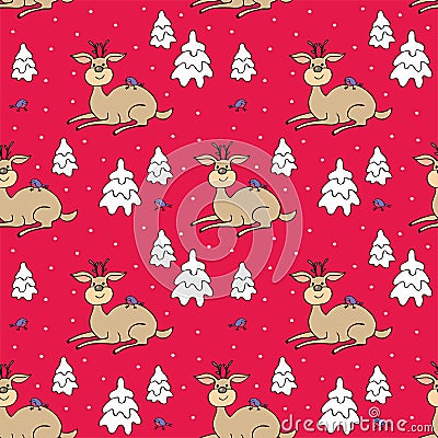 funny deer pattern Vector Illustration