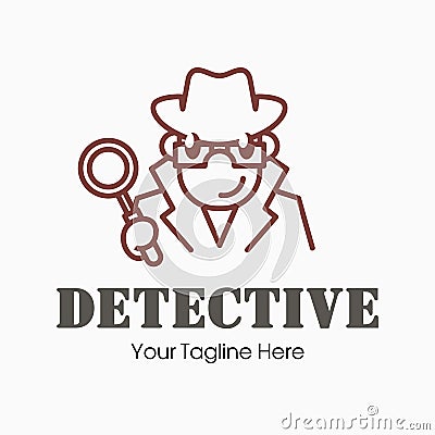 Funny detective logo using magnifying glass can be used for club or party Stock Photo