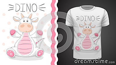 Funny dino - idea for print t-shirt Vector Illustration