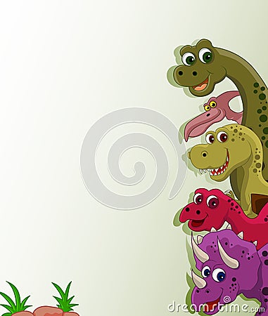 Funny dinosaur cartoon set Cartoon Illustration