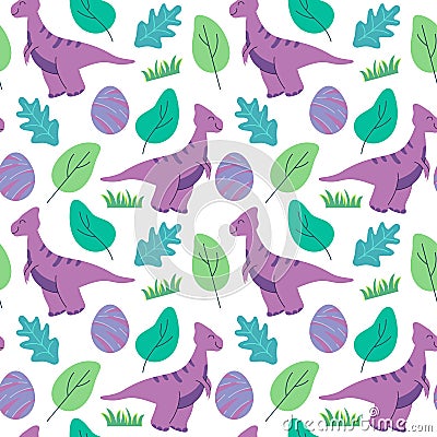 Funny dinosaurs seamless pattern Ideal for cards, invitations, party, banners, kindergarten, baby shower, preschool and children Vector Illustration