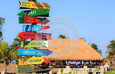 Funny direction signpost Stock Photo