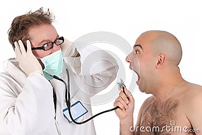 Funny doctor and patient Stock Photo