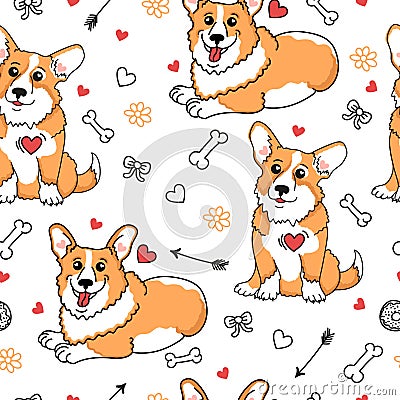 Funny dog background. Vector Illustration