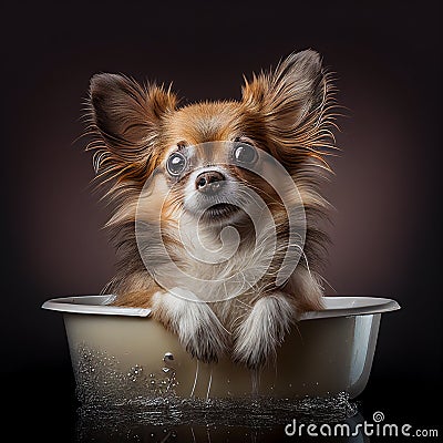 Funny dog in the bathtub Stock Photo