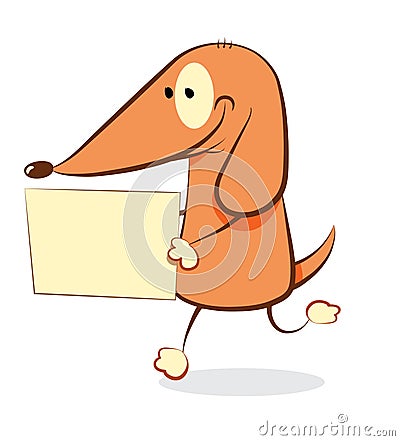 Funny Dog bringing a blank sign Vector Illustration