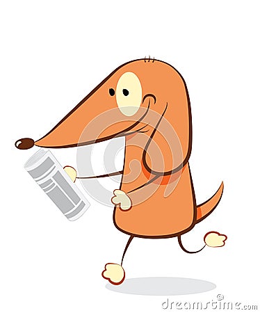 Funny Dog bringing a newspaper Vector Illustration