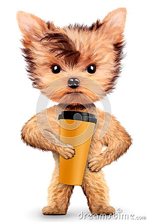 Funny dog holding shaker or water bottle Cartoon Illustration