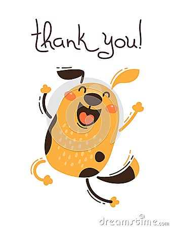 Funny dog says thank you. Vector illustration in cartoon style Vector Illustration