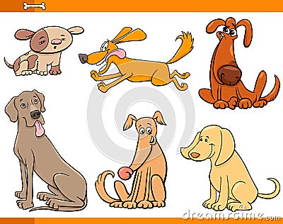 Funny dogs cartoon characters set Vector Illustration