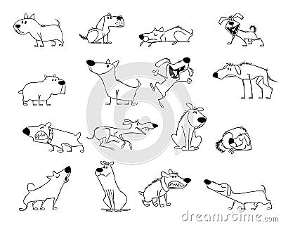 Funny dogs set Vector Illustration