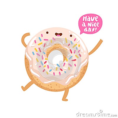 Funny donut character Vector Illustration