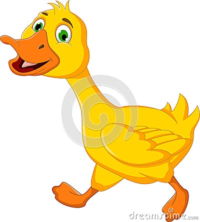 Funny duck cartoon running Stock Photo
