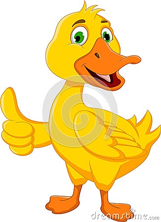 Funny duck cartoon thumb up for you design Stock Photo