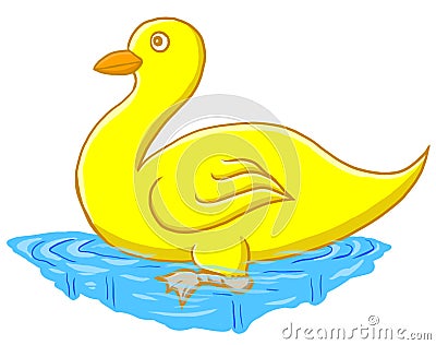 Funny duck handdrawn cartoon isolated Stock Photo