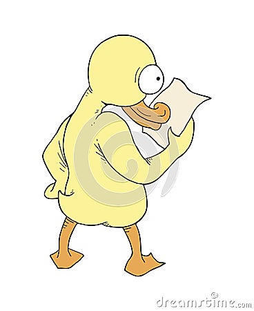 Funny duck reading Vector Illustration