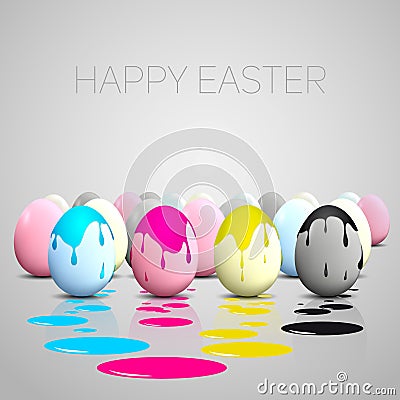 Funny Easter eggs, Cyan, magenta, yellow, black Stock Photo