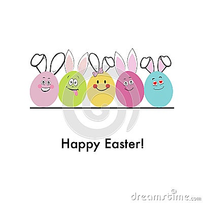 Funny Easter eggs. Happy Easter greeting card Vector Illustration