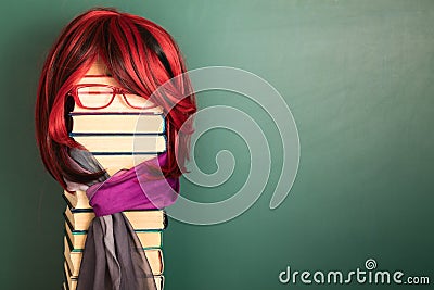 Funny education idea, Beautiful Teacher Girl Stock Photo