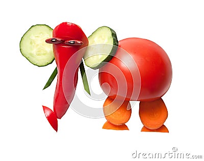 Funny elephant made of fresh vegetables Stock Photo