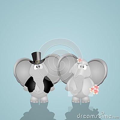 Funny elephants married Stock Photo
