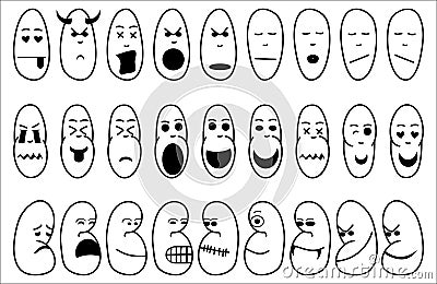 Funny emotion icons Cartoon Illustration