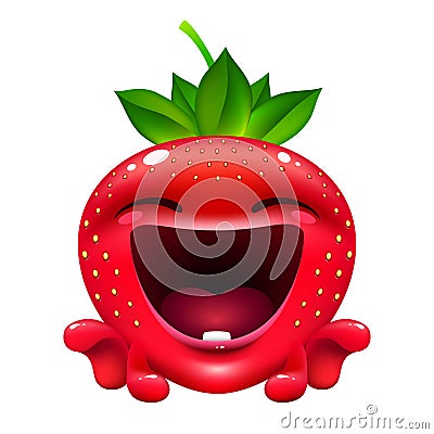 Funny emotion strawberry. cute fruit character Vector Illustration