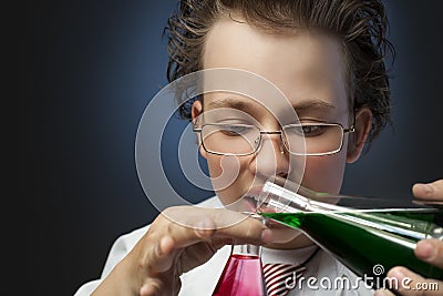 Funny emotional chemist Stock Photo