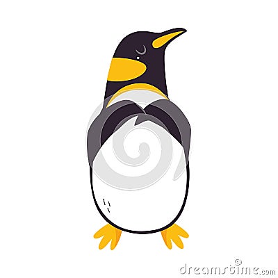 Funny Emperor Penguin as Aquatic Flightless Bird with Flippers Vector Illustration Vector Illustration