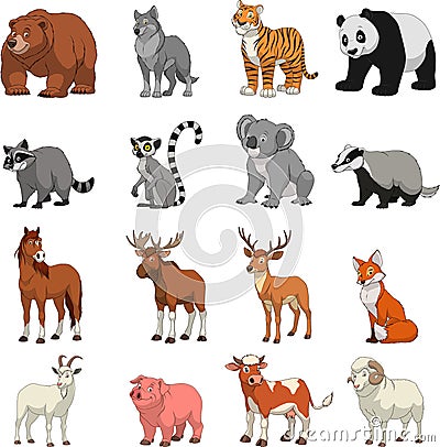 Funny exotic animals Vector Illustration