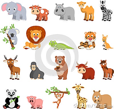 Funny exotic animals Vector Illustration