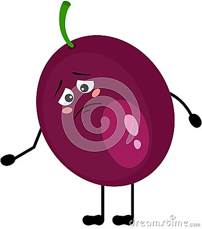 Funny exotic passion fruit mascot feeling sad Vector Illustration