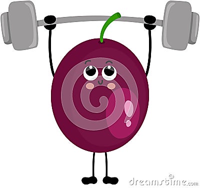Funny exotic passion fruit mascot making gym Vector Illustration