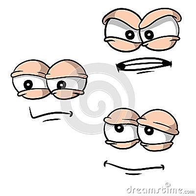 Funny eyes with emotions. Different smiles Vector Illustration