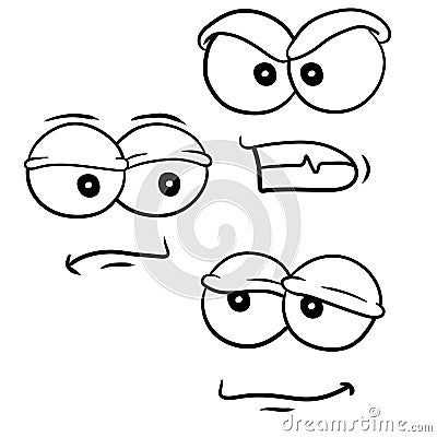 Funny eyes with emotions. Different smiles Vector Illustration