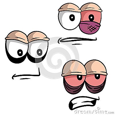 Funny eyes with emotions. Different smiles Vector Illustration