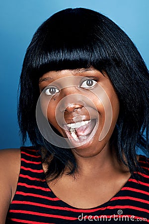 Funny face african woman Stock Photo