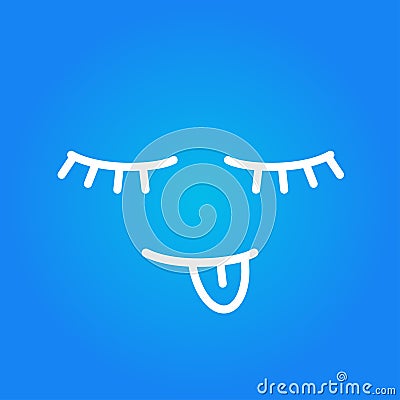 funny face sleeping showing tongue blue background Vector Illustration