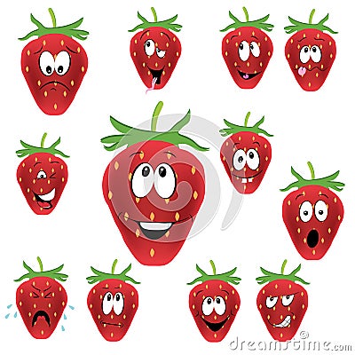 Funny face strawberries illustration Vector Illustration