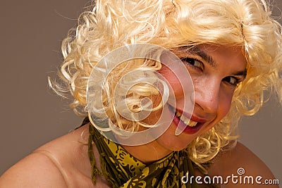 Funny face of a transvestite Stock Photo